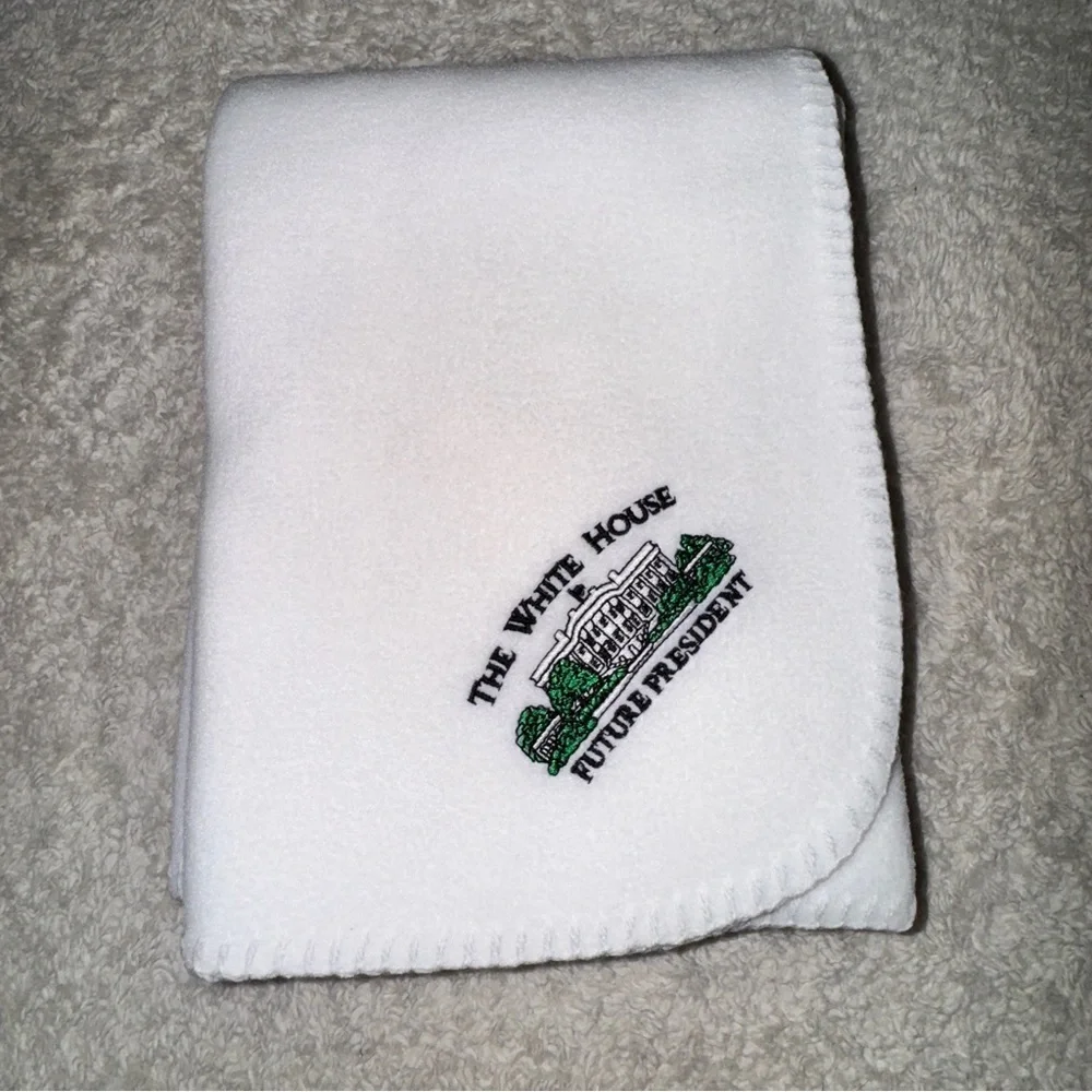 White Embroidered Baby Blanket